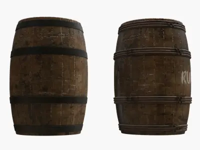Wooden Barrels Assets 5 Low-poly 3D model