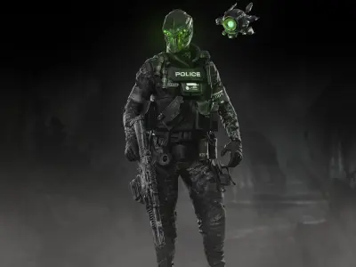 Sci Fi Police Soldier Low-poly 3D model