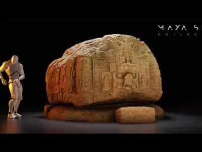 Mayan Stone 05 PBR 4K Low-poly 3D model
