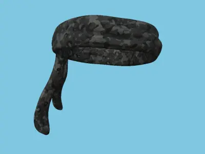 Black Multicam Camouflage Bandana - Military Character Design Low-poly 3D model