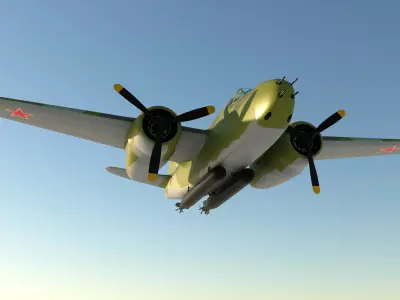 Simple A-20 Boston Douglas DB-7 Havoc bomber in the Soviet army 3D model