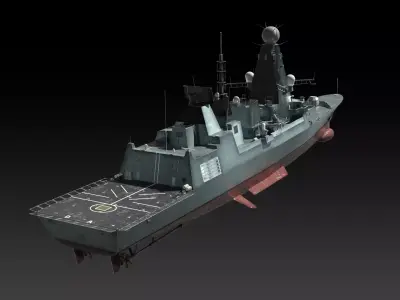 Type 45 Destroyer HMS Daring Low-poly 3D model