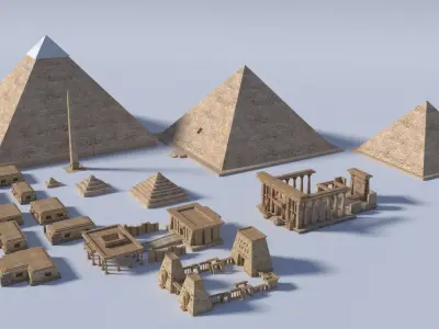 ancient egyptian pharaohs buildings Low-poly 3D model