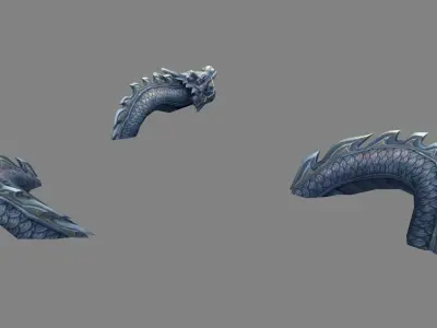 Stone Dragon Sculpture - Multi Section Placement Low-poly 3D model