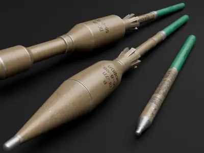 3 RPG-7 Rocket variants  Low-poly 3D model