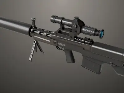Sniper 05 Black and Sandal Single Mat Rigged All PBR Unity UE Textures 3D model