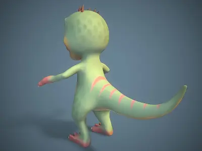 Cartoon young dinosaur Low-poly 3D model