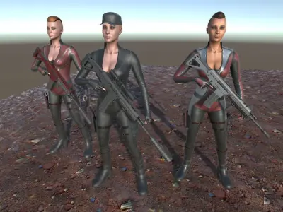 Customizable Female Soldier Modern Style Low-poly 3D model