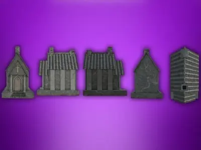 Mausoleum gothic church at sunset Free low-poly 3D model