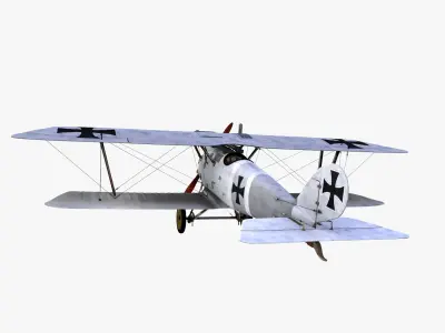 German Biplane Pfalz DIII WWI Plane Low-poly 3D model