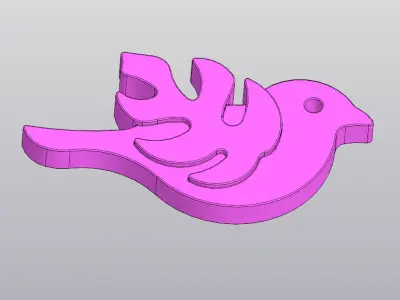 Bird with a wing-leaf Keychain Free 3D print model