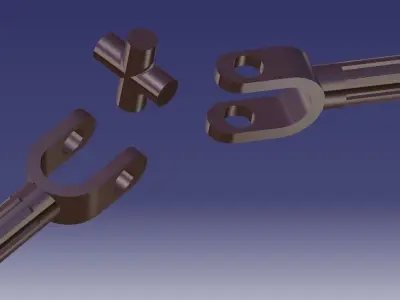 U joint metal rod with hook Free 3D model