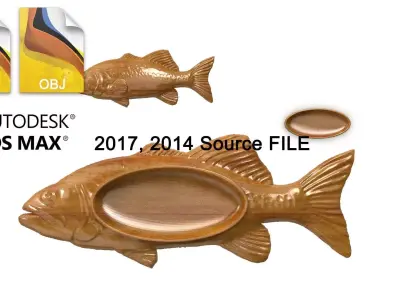 Ashtray fish 3d print source 3d model stl obj  3D model