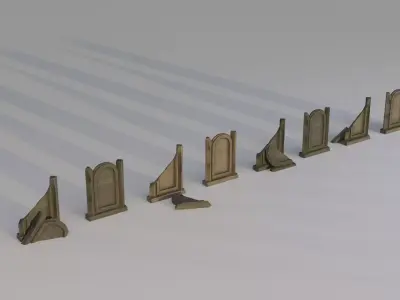 Hand Sculpted cemetery gravestones part 8 Low-poly 3D model