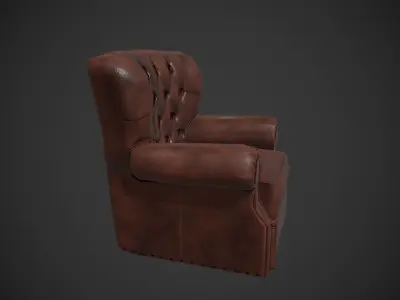 Armchair leather chair Free low-poly 3D model