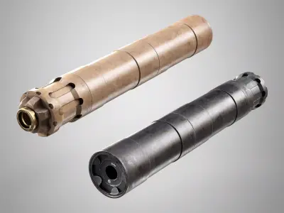 Rugged Obsidian Silencer - 9mm Hundgun Suppressor AAA Low-poly 3D model