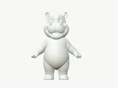 High-Quality Cute Cartoon Hippopotamus 3D model
