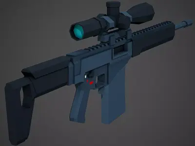Stylized SVCh Rifle Low Poly Mobile Ready Low-poly 3D model