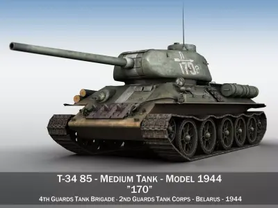 T-34 85 - Soviet medium tank - 170 3D model