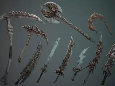 organic weapons Low-poly 3D model