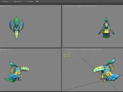 Cartoon organ bird - mechanical bird Low-poly 3D model