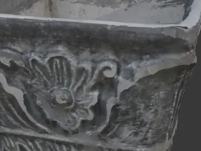  Ornate Stone Planter 3D Scan Low-poly 3D model