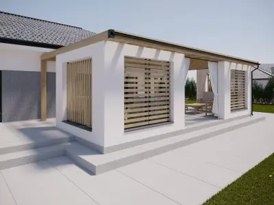 Wooden Alcove in Garden House 3D model