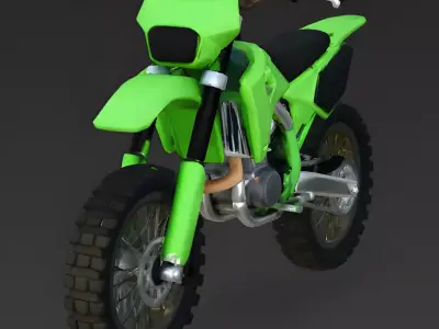 Stylized Cartoon Dirt Bike Green Motorcycle 3d model Low-poly 3D model
