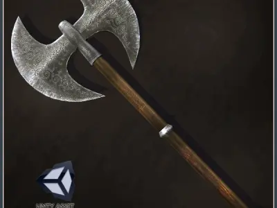 3 Medieval Axes Low-poly 3D model