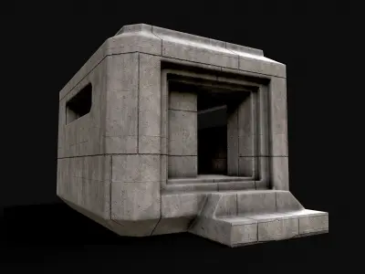 Military Concrete Bunker Base 2 Low-poly 3D model