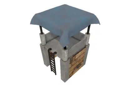 Gun Tower 5 Free low-poly 3D model
