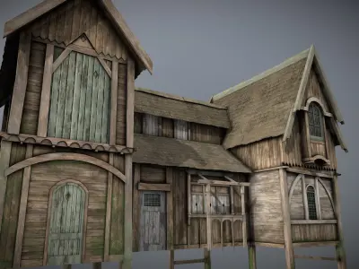 Medieval lake village - House 6 Low-poly 3D model