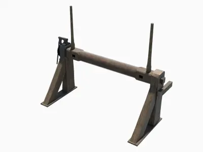 Medieval castle gate winch Low-poly 3D model