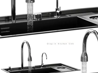 Drop-in Kitchen Sink 2 3D model
