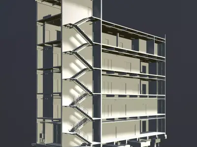 Building in section cut 3D model