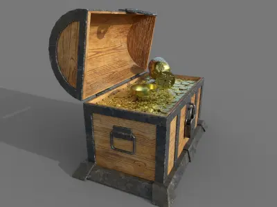 Chest Low-poly 3D model treasure Low-poly 3D model