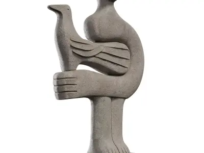  Concrete Historian Statue 03 - Abstract Concrete Sculpture Low-poly 3D model