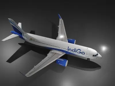 Indigo Airlines Airbus a320neo 3D Model Low-poly 3D model