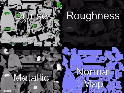 Cyber Insect Metallic model pack Low-poly 3D model