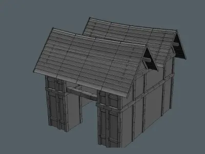 High Quality Medieval house - Building D Low-poly 3D model