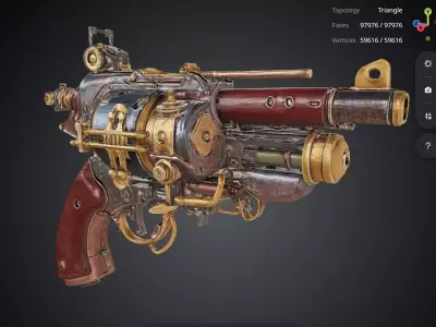Steampunk Pistol 3D model get