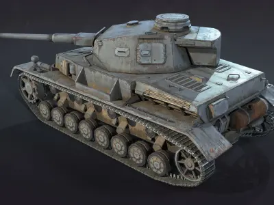Pz Kpfw IV Tank Low-Poly Low-poly 3D model
