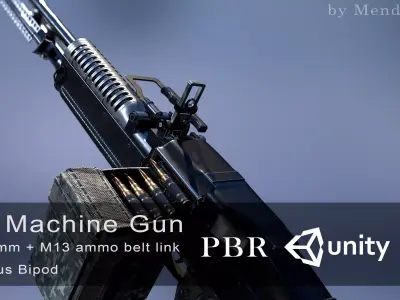 M60 machine gun Low-poly 3D model