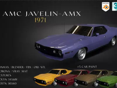 AMC Javelin-AMX 1971 Free low-poly 3D model