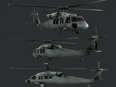 Sikorsky UH60 Black Hawk Helicopter EXTERIOR and INTERIOR 3D model
