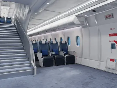 Airbus A380 interior 3D model -Welcome part of aircraft Low-poly 3D model