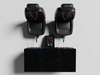 Aircraft cockpit control panel and chairs 2 3D model