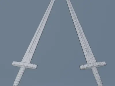 Wooden sword Free low-poly 3D model