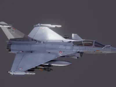 Dassault Rafale C - Fully Rigged - with high resolution Textures Low-poly 3D model