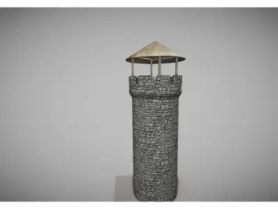 low poly old tower Free low-poly 3D model